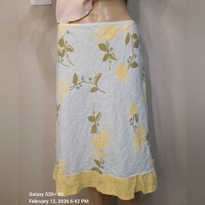 LOFT Yellow and White Floral A-Line Skirt